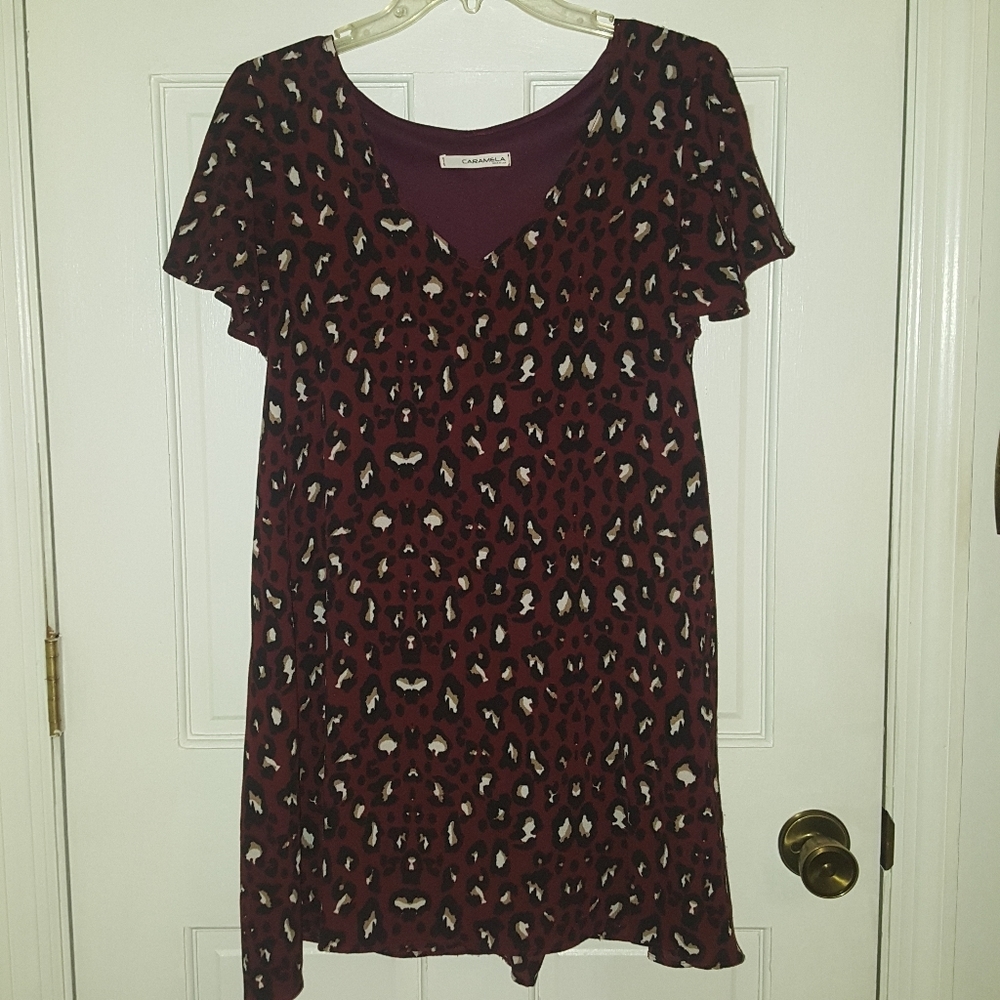 Burgundy leopard print dress